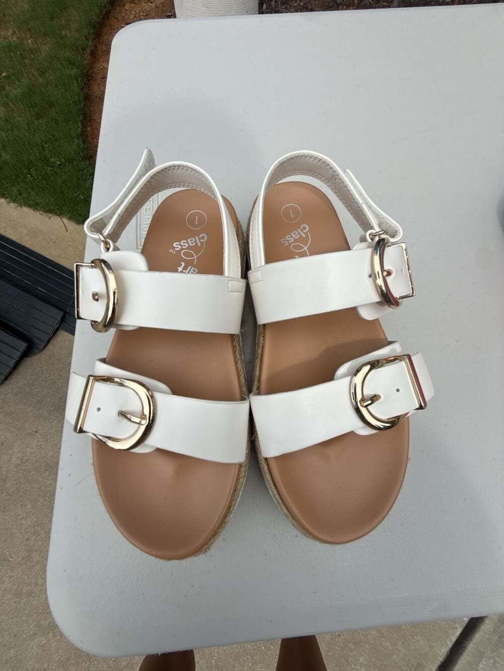 Art Class Kids' Jan Sandals White Double Strap Buckle Platform